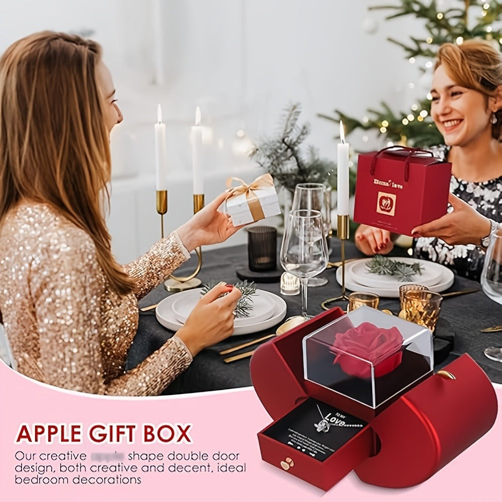Preserved Real Rose Gift Box with I Love You in 100 Languages Necklace ¨C Romantic Gifts for Girlfriend Wife Mom ¨C Valentine's Day Birthday Mother's Day Christmas Gift Idea for Women