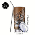 Stainless Steel Tumbler 20oz Forest Hunting Design Insulated Cup with Lid & Straw Travel Coffee Mug Hot Cold Drinks Camping Gift for Men Birthday Halloween