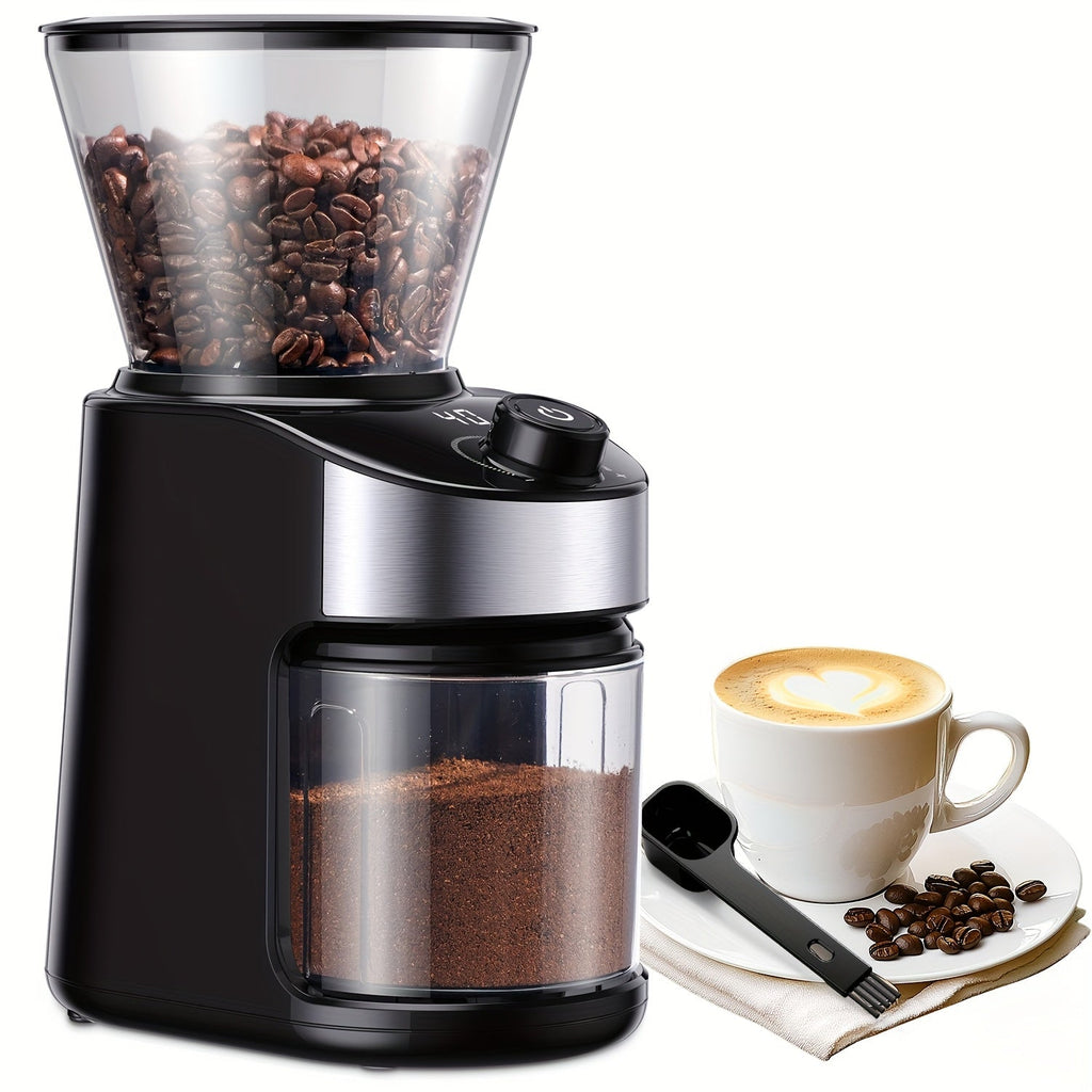 Burr Coffee Grinder Electric Automatic | 25 Precise Grind Settings | 40-Second Digital Timer | Adjustable Burr Mill | Consistent Grind for Espresso Drip French Press | Black Coffee Grinder