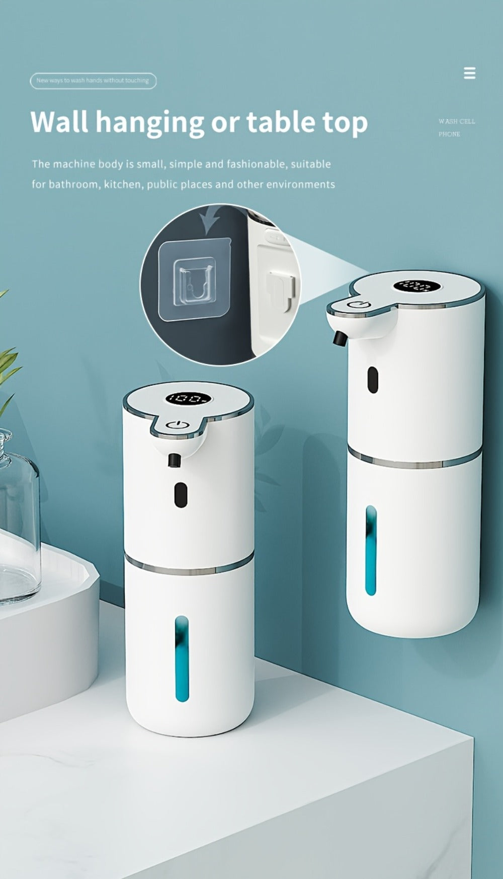 Automatic Sensor Soap Dispenser Foam Type 6 Gear Digital Display - Rechargeable Touchless Large Capacity Countertop or Wall Mount | Black White | Kitchen Bathroom Restroom Hands Free
