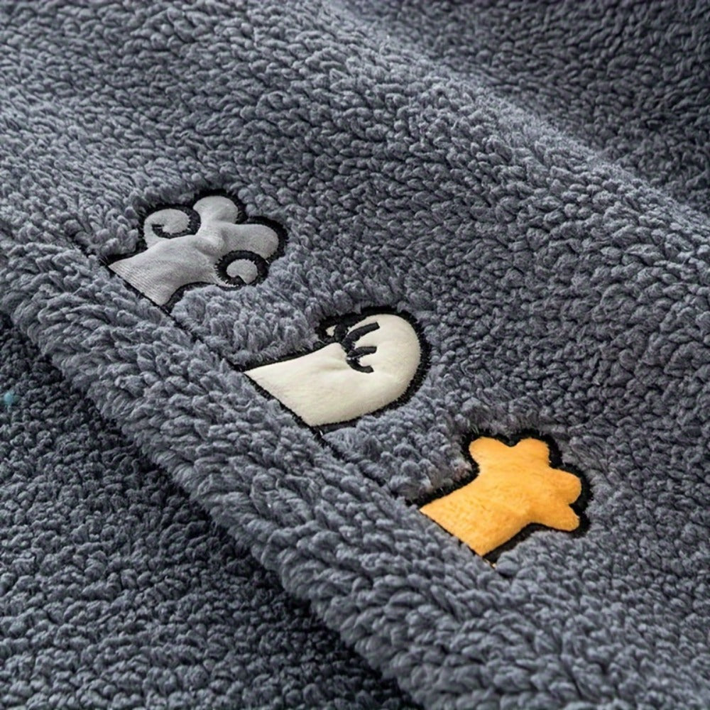 Plush Shearling Sofa Cover Non-Slip Pet-Friendly Couch Protector Animal Bone Embroidery Soft Warm for Living Room Bedroom Office 2 3 4 Seater