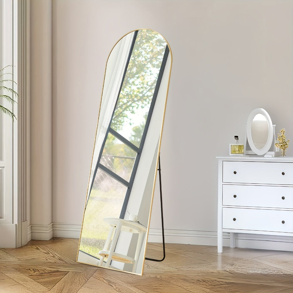 Full Length Mirror Floor Mirror with Stand, Aluminum Alloy Frame Full Body Mirror, Standing Hanging or Leaning Against Wall for Bedroom Living Room Dressing