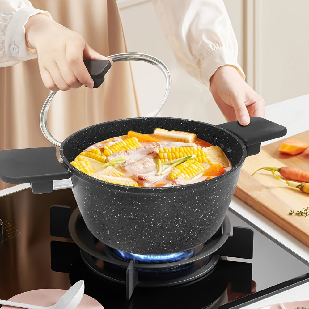 Non-Stick Cookware Set 4pcs Aluminum Frying Pan Kitchen Cooking Set Even Heat Distribution Easy Clean for Sauteing Searing Frying Everyday Home Cooking Black