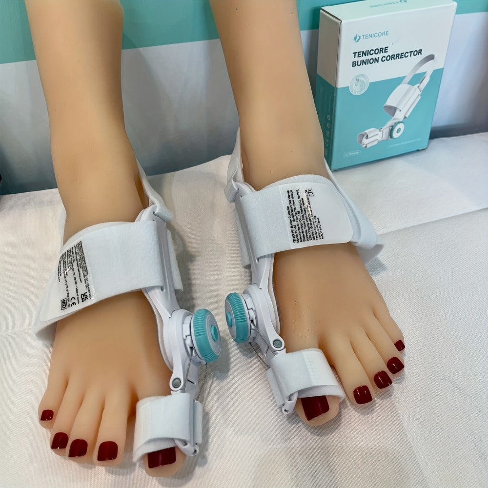 Bunion Corrector Big Toe Night Splint, Adjustable Hallux Valgus Brace with Knob & Heel Strap for Left & Right Foot, Toe Straightener for Men & Women ¨C Relieves Bunion Pain & Corrects Toe Alignment (1pc)