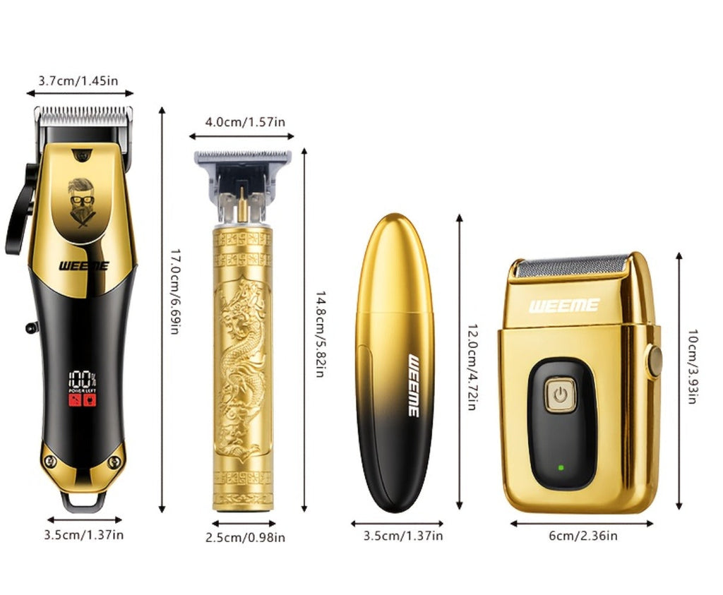 Beard Trimmer Set for Men - USB Rechargeable Hair Clipper & Grooming Kit with Battery Indicator, Comb Attachments, Epilator & Trimmer, 2/3/4 Piece Set for Travel Home Use, Father's Day Gift