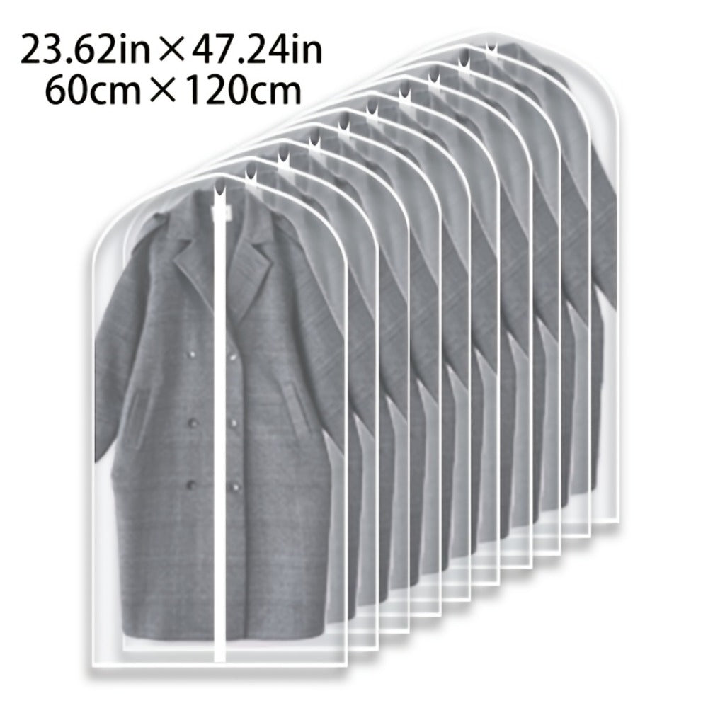 Garment Bags 10 Pack Waterproof Transparent ¨C Hanging Clothes Storage Bags with Full Zipper for Wardrobe, Travel & Closet Organization ¨C Dustproof Clear Clothing Bags in M / L / XL / XXL