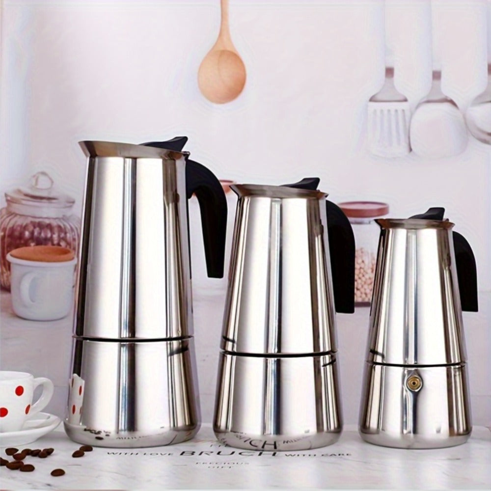 Stainless Steel Moka Pot Italian Espresso Maker ¨C 2/4/6/9 Cup Stovetop Coffee Maker, Straight Style Moka Express for Home, Camping & Outdoor Use, Includes Cleaning Cloth ¨C Professional Espresso Brewer