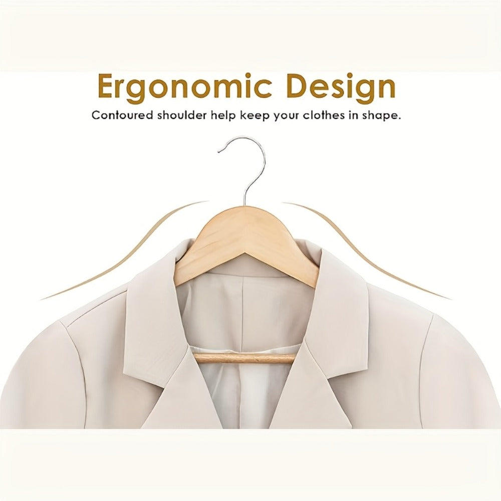 Premium Wooden Hangers with 360¡ã Rotatable Hook & Shoulder Grooves | Slim Durable Wood Coat Suit Hangers | 10 20 30 Pack Closet Organizer in Natural & Champagne