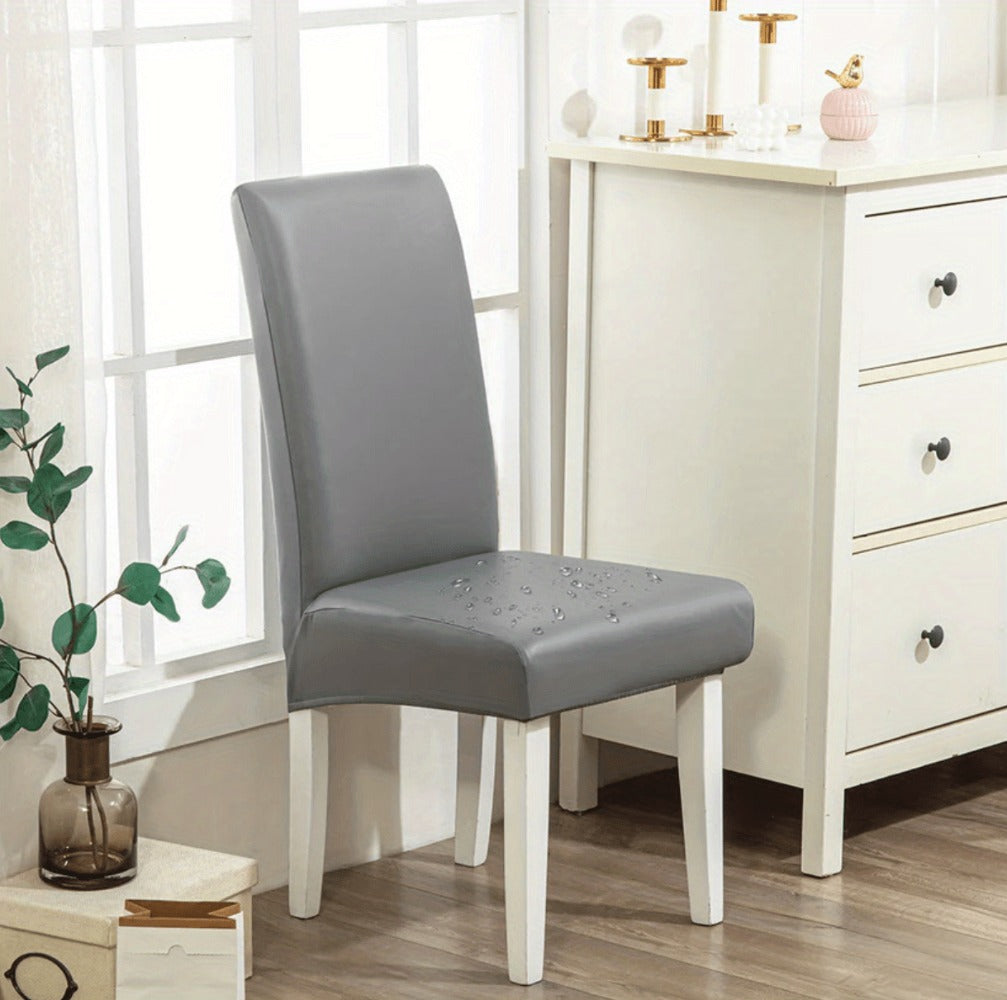 Dining Chair Covers Set of 4 6 Waterproof PU Leather Stretch Slipcover Oil Proof Universal Fit Chair Protector for Dining Room Kitchen Hotel Home Decor - 9 Colors