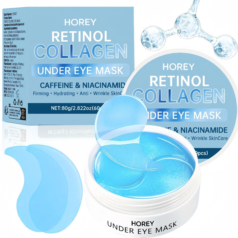 Collagen Eye Patches 60pcs with Caffeine & Niacinamide Under Eye Mask for Dark Circles Puffiness Tightening Intense Hydration Anti-Aging Eye Care for Women Men