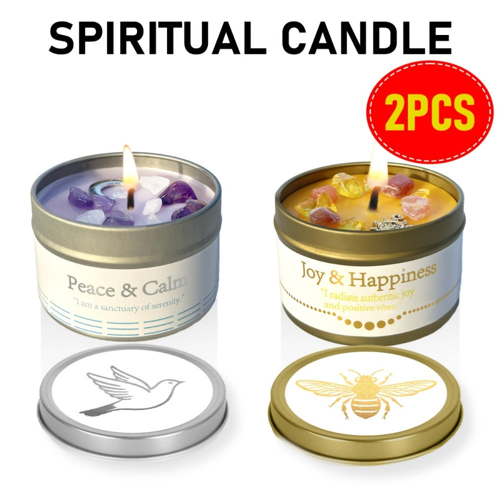 Manifestation Candles Scented Soy Wax with Crystal & Guidance Card for Meditation Yoga Focus | Law of Attraction Abundance Candle | Christmas Birthday Gift for Women