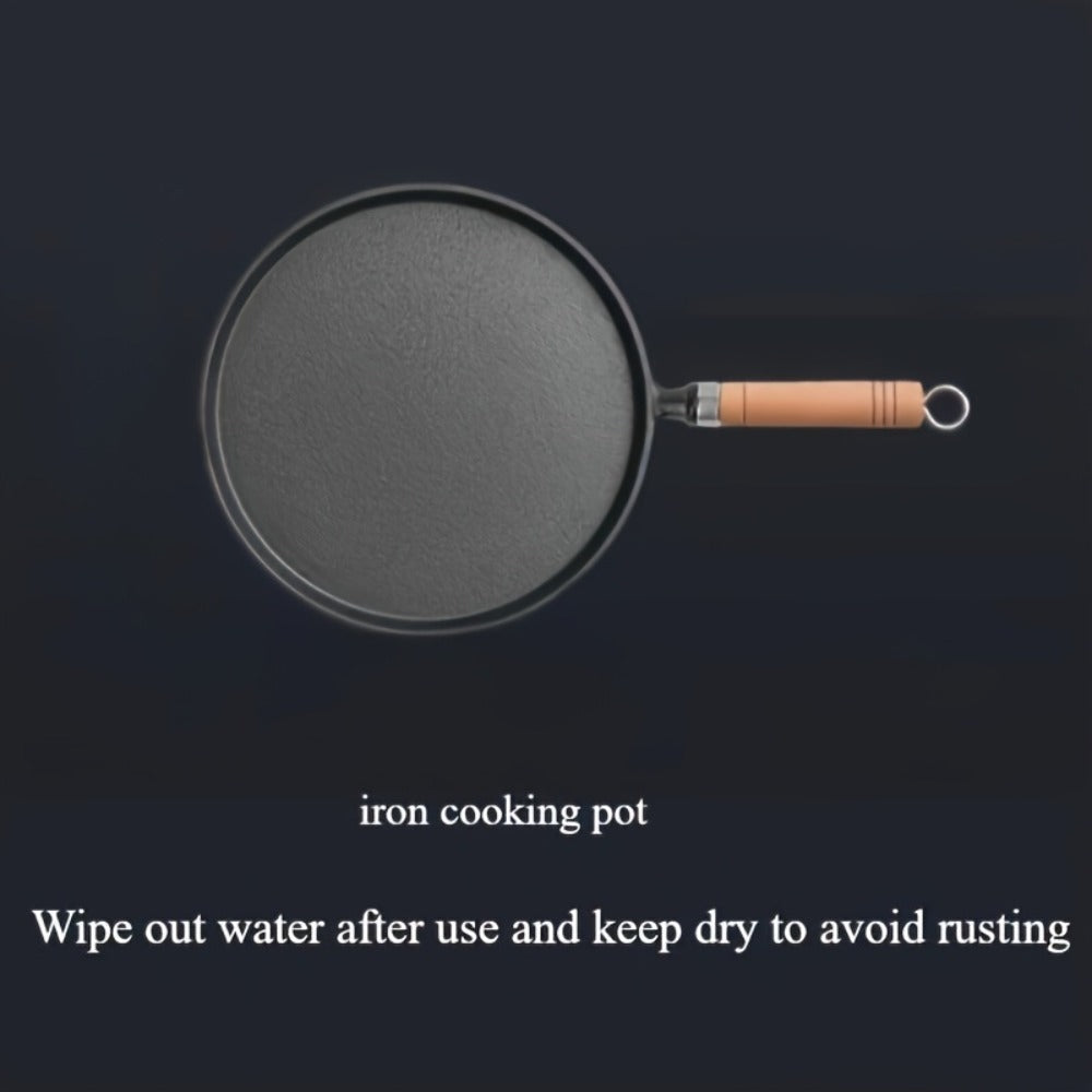 Mini Cast Iron Frying Pan 4.7 Inch with Wooden Handle for Omelets Pancakes Crepes - Non-Stick Skillet Even Heat Distribution Durable Kitchen Cookware