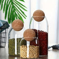 Glass Storage Jars with Cork Lid Set of 3 | 17oz 500ml Airtight Glass Containers with Spherical Cork Stopper | Kitchen Organizer for Tea Nuts Candy Spices Dried Flowers