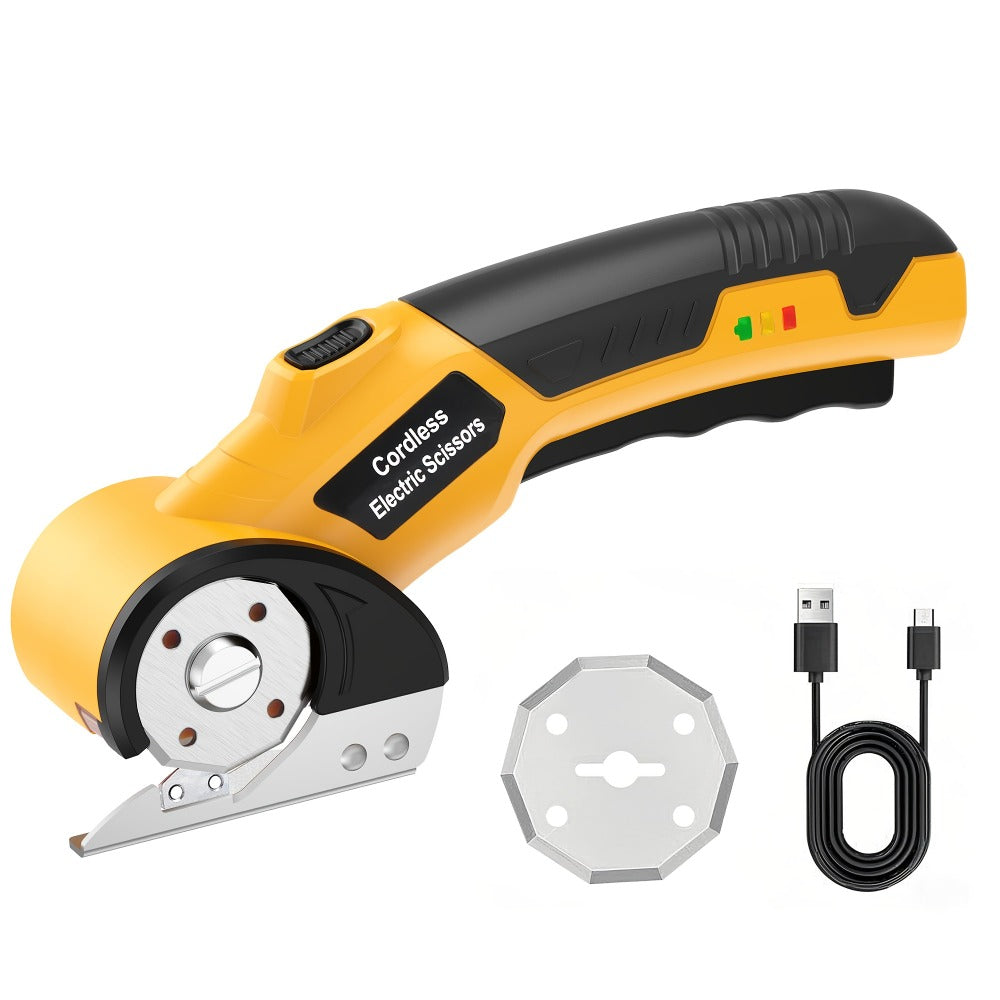 Electric Scissors Rechargeable Cordless - USB-C Charging, Battery Indicator, Portable Power Cutter for Fabric, Leather, Carpet & Cardboard, Handheld Electric Trimmer for Sewing, Crafting & DIY Projects