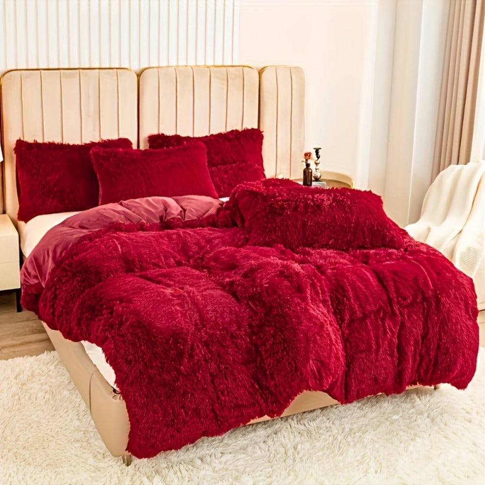 Plush Duvet Cover 100% Polyester Soft Warm Zipper Closure Cozy Bedroom Bedding Twin Full Queen King Solid Tie Dye 14 Colors for Bedroom Guest Room Dorm