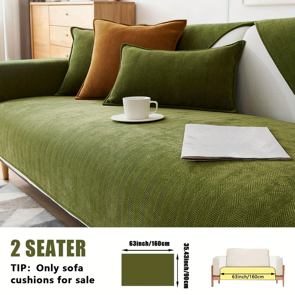 Chenille Ribbed Sofa Cover - Pet Friendly Non-Slip Machine Washable Soft Stretch Slipcover for 1-4 Seater Sectional Sofa Living Room Bedroom Office, 9 Colors