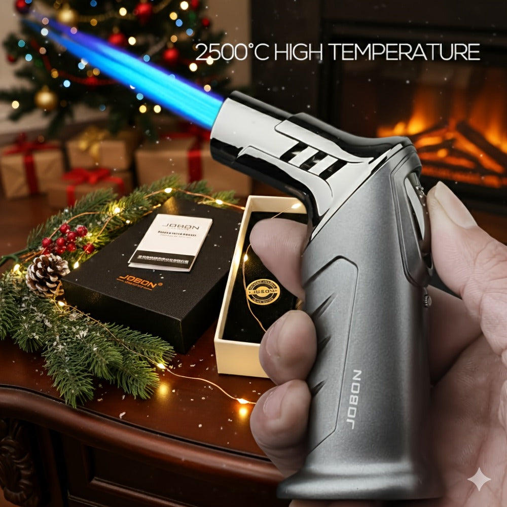 Butane Torch Lighter Gift Set 2500¡ãF, Refillable with Safety Lock & Adjustable Flame, High-Temperature Kitchen Cooking Camping Outdoor Torch, Gift Box Included, Gas Not Included