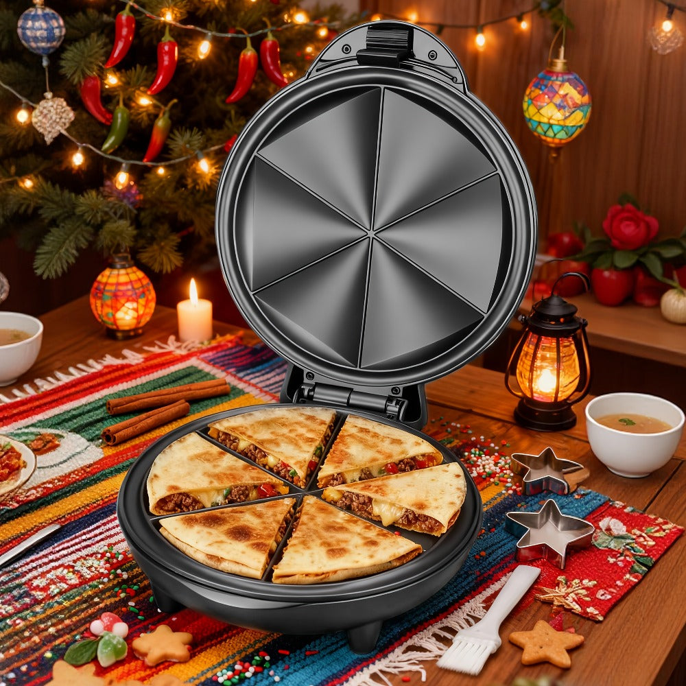 Electric Quesadilla Maker 9.5 Inch ¨C Grilled Cheese Machine, Extra Stuffing Capacity, Easy 6-Wedge Slice, Non-Slip Feet | Also Available as 12 Inch Pizza Maker