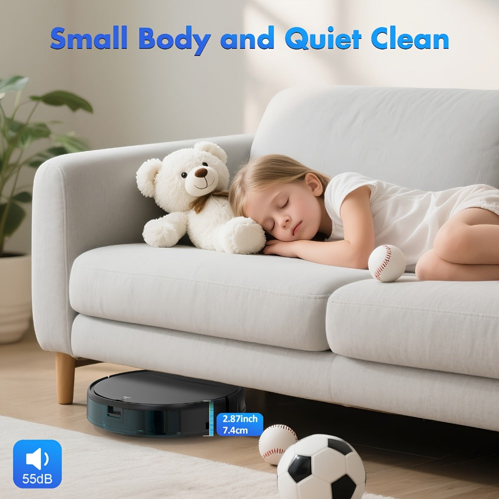 Robot Vacuum Cleaner 5000Pa 3-in-1 Sweep Vacuum Mop with Auto Charging App Voice Control Fixed-Point Cleaning Water Tank Dust Box Smart Home Floor Cleaner for Carpet Hard Floor Pet Hair