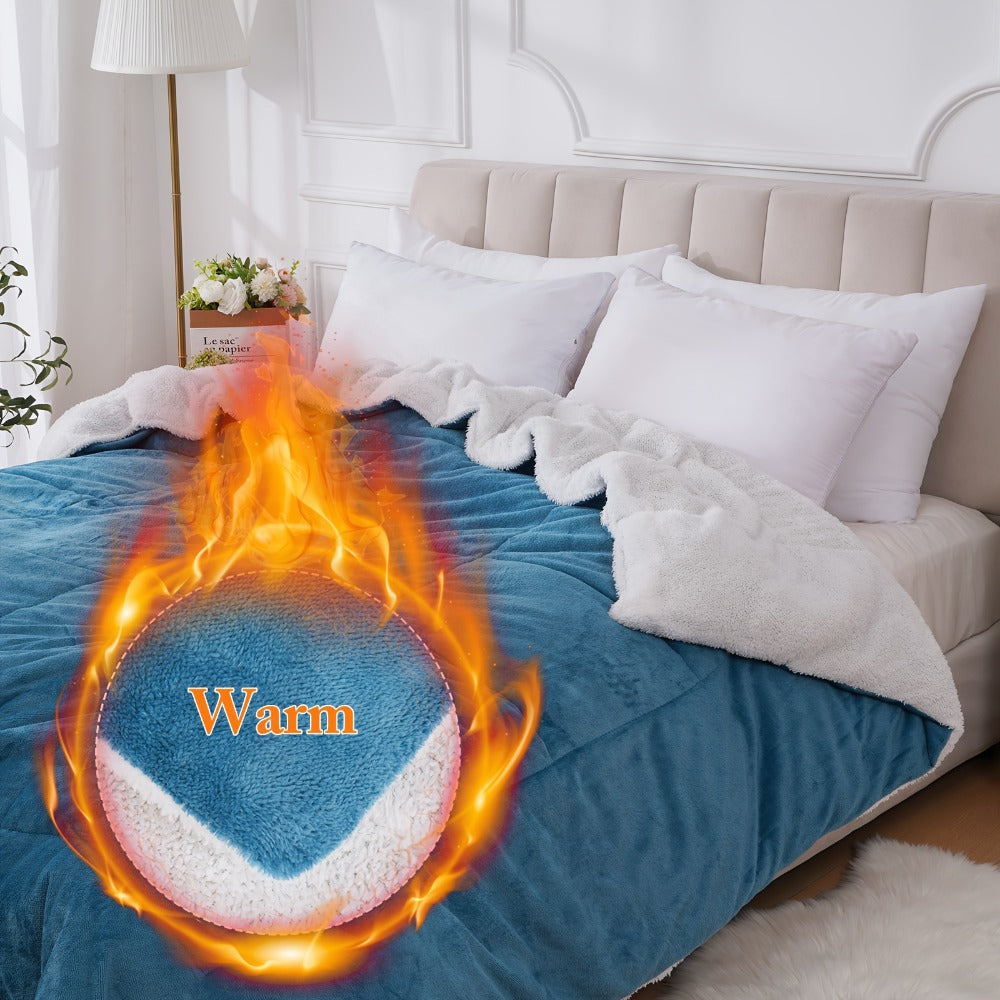 Thick Soft Comforter All Season Quilted Box Stitch Solid Color Breathable Machine Washable Bedroom Warm Autumn Winter Comforter