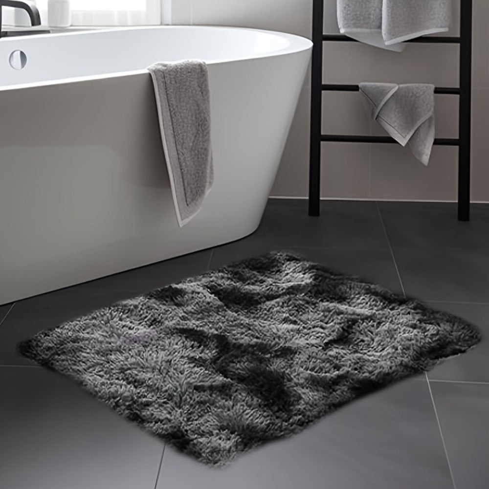 Tie-Dye Plush Area Rug Soft Non-Slip - Absorbent Machine Washable Fluffy Mat for Living Room Bedroom Bathroom, Modern Luxury Home Accent Rug, Dark Gray Black Light Gray Pink, 2 Sizes