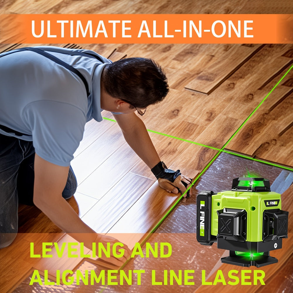 4D Laser Level 16 Line Self Leveling High Precision Cross Line Laser for Construction Renovation Tiling Flooring Alignment Fast Charging with Tripod Options