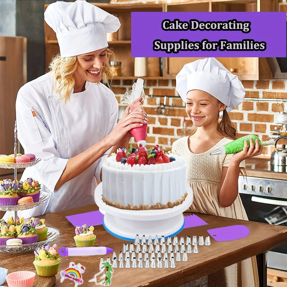 Cake Decorating Set 492pcs with Rotating Turntable Piping Bags Frosting Tips Professional Baking Supplies Kit for Beginners and Bakers