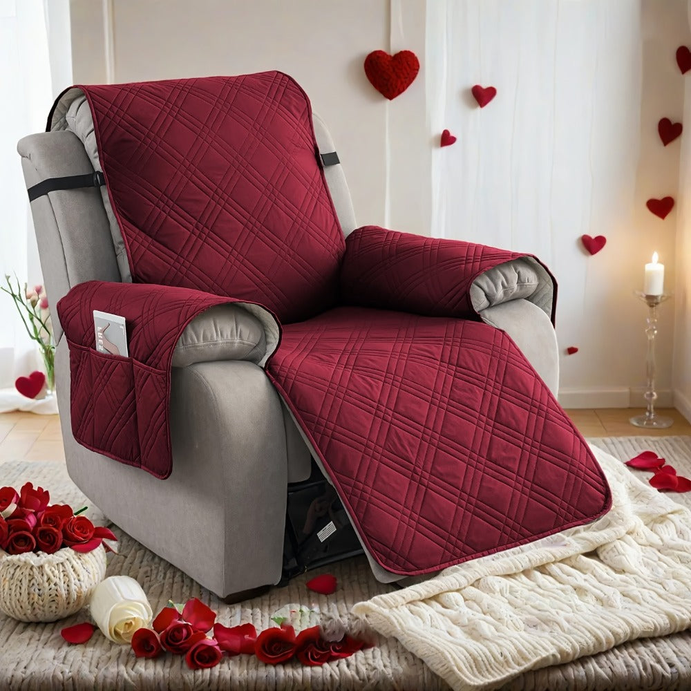Recliner Chair Cover Waterproof Non-Slip Sofa Slipcover with Pocket Pet Scratch Resistant Washable Furniture Protector for Living Room Multiple Colors