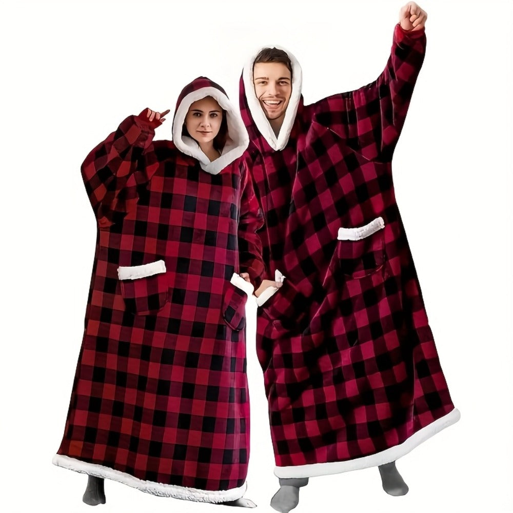 Oversized Wearable Blanket Hoodie Jacket ¨C 350-400gsm Thick Warm Suede Flannel, Hooded Pocket Lazy Coat for Women & Men, 5 Colors