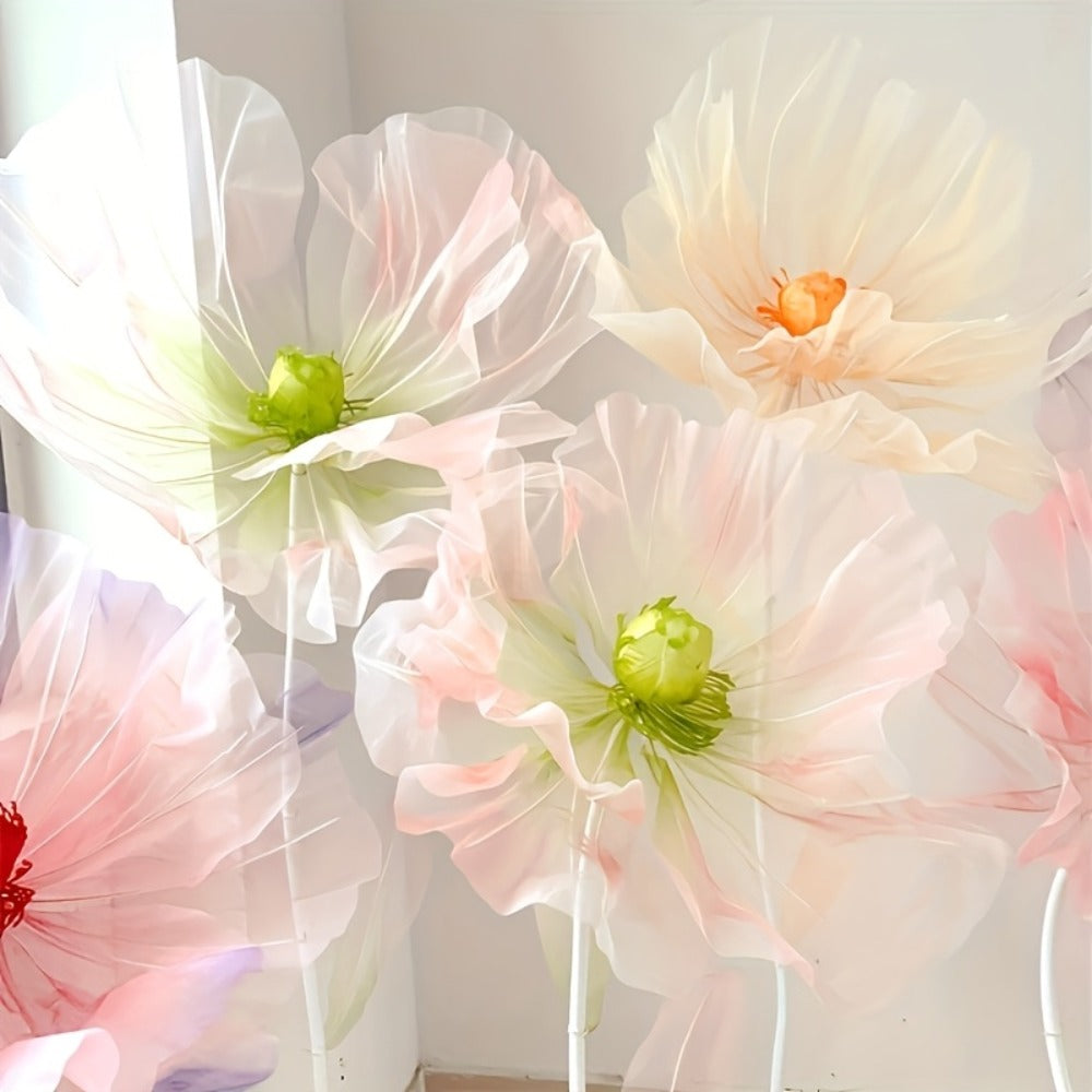 Artificial Silk Peony Flowers Giant Set of 3 Large Fake Flowers with Base & Branches for Wedding, Birthday Party, Home Decor & Window Display ¨C 8 Colors