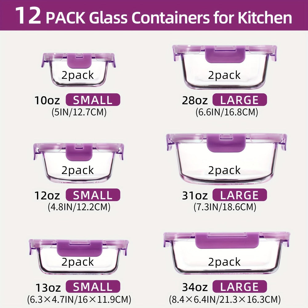 Glass Food Storage Containers with Airtight Lids - Borosilicate Glass Meal Prep Containers Set, Microwave Dishwasher Freezer Safe, BPA Free, Leak Proof Lunch Containers for Kitchen
