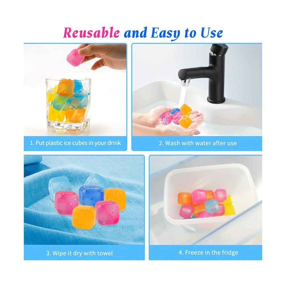 Reusable Plastic Ice Cubes 60/90/120/165 PCS - Non-Melting Non-Diluting Refreezable Ice Cubes for Whiskey, Vodka, Coffee & Cocktails, Rainbow & Unicorn Washable Fake Ice Cubes for Drinks