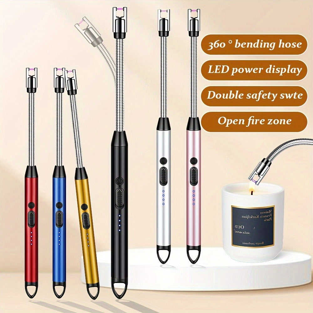 USB Rechargeable Electric Arc Lighter, 360¡ã Rotating Flameless Plasma Igniter with Safety Switch for Candles, BBQ, Camping, Kitchen ¨C 1pc or 2pcs Set