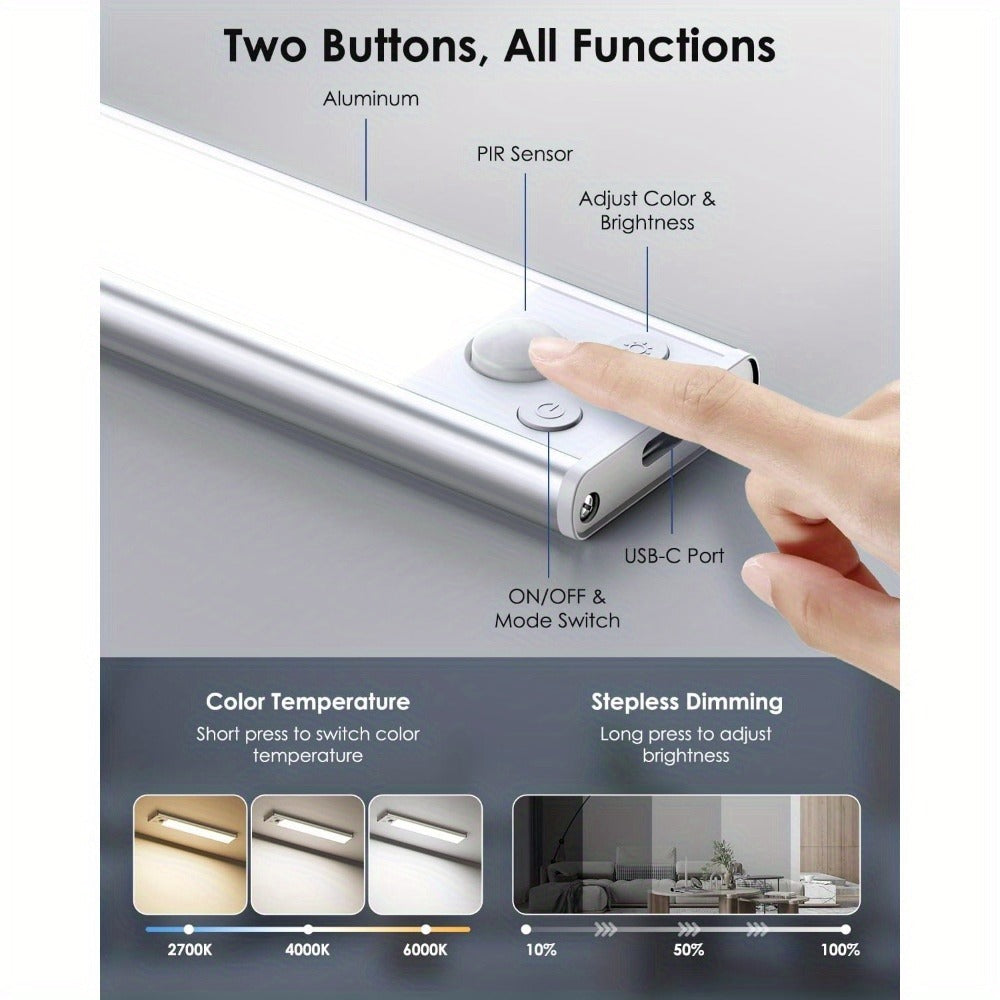 Rechargeable Under Cabinet Lights Wireless ¨C 68 LED Motion Sensor Cabinet Light with 3 Color Temps & 2000mAh Battery ¨C Under Counter Lighting for Kitchen Closet Pantry
