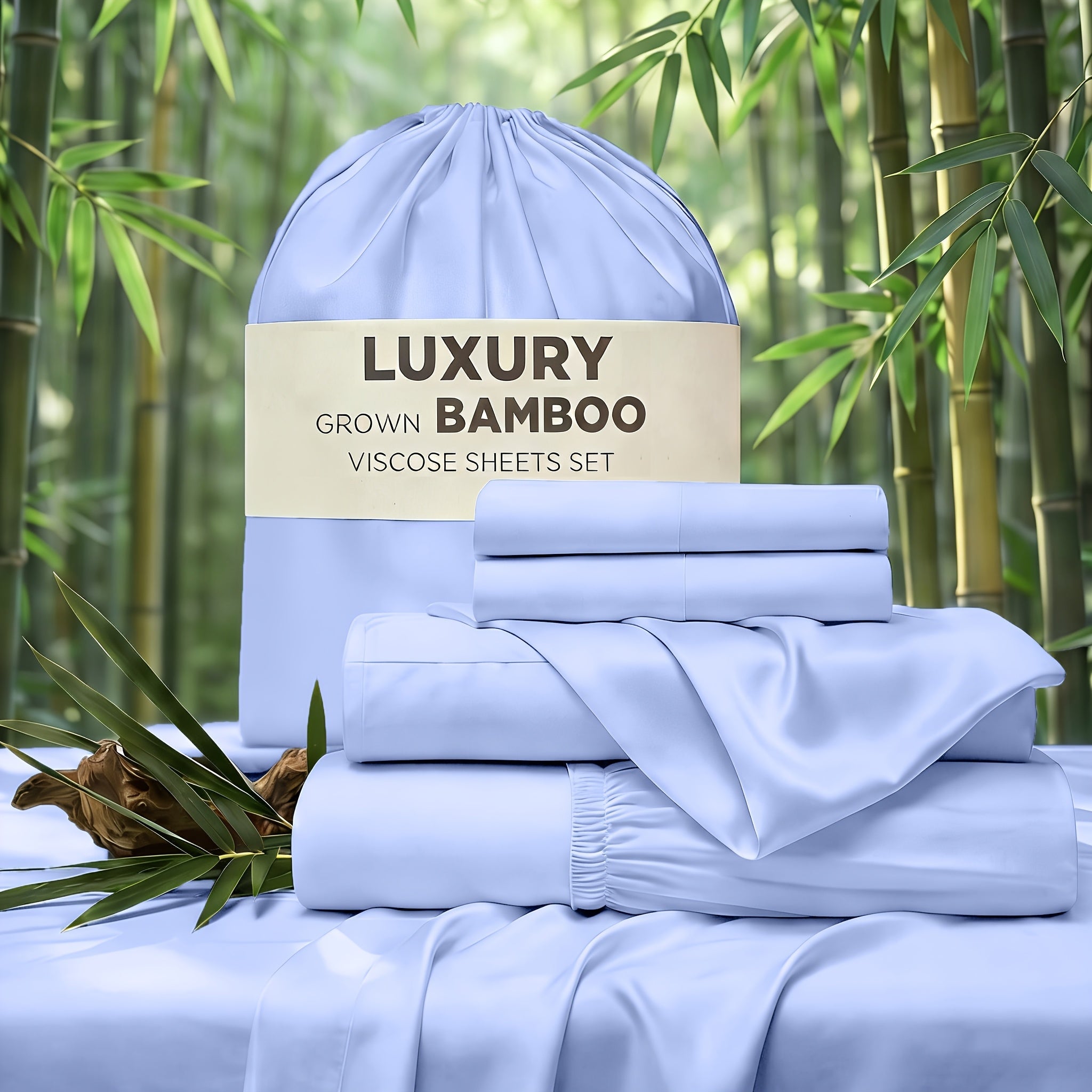 Cooling Bed Sheet Set 4 Piece Bamboo Rayon Deep Pocket Twin Full Queen King Extra Soft Wrinkle Fade Stain Resistant Hotel Luxury Pillowcase Bedroom Decor