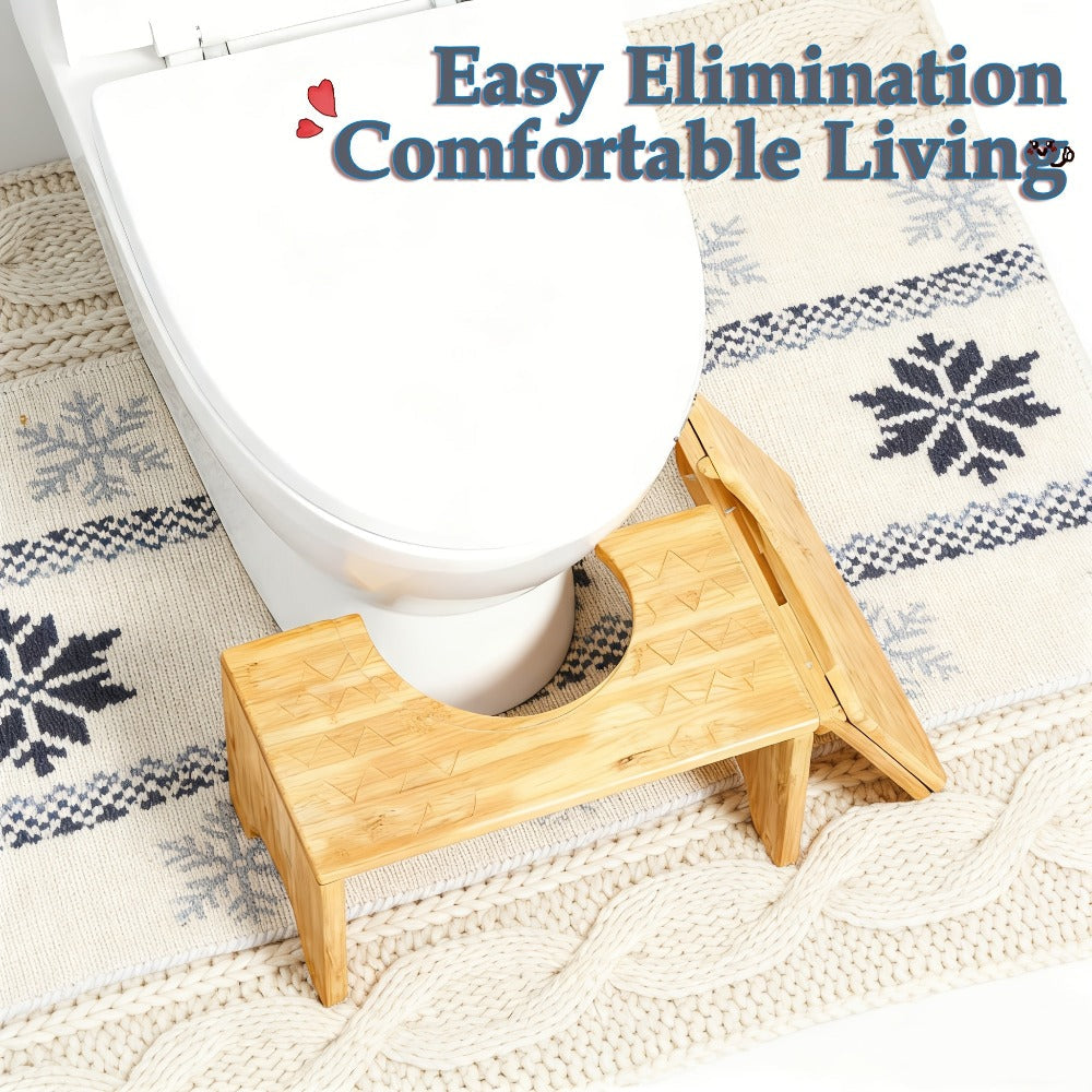 Toilet Stool Foldable Bamboo Squatting Stool ¨C Ergonomic 7-Inch Height for Natural Constipation Relief | Collapsible Non-Slip Bathroom Footstool for Space Saving, Travel & Easy Storage