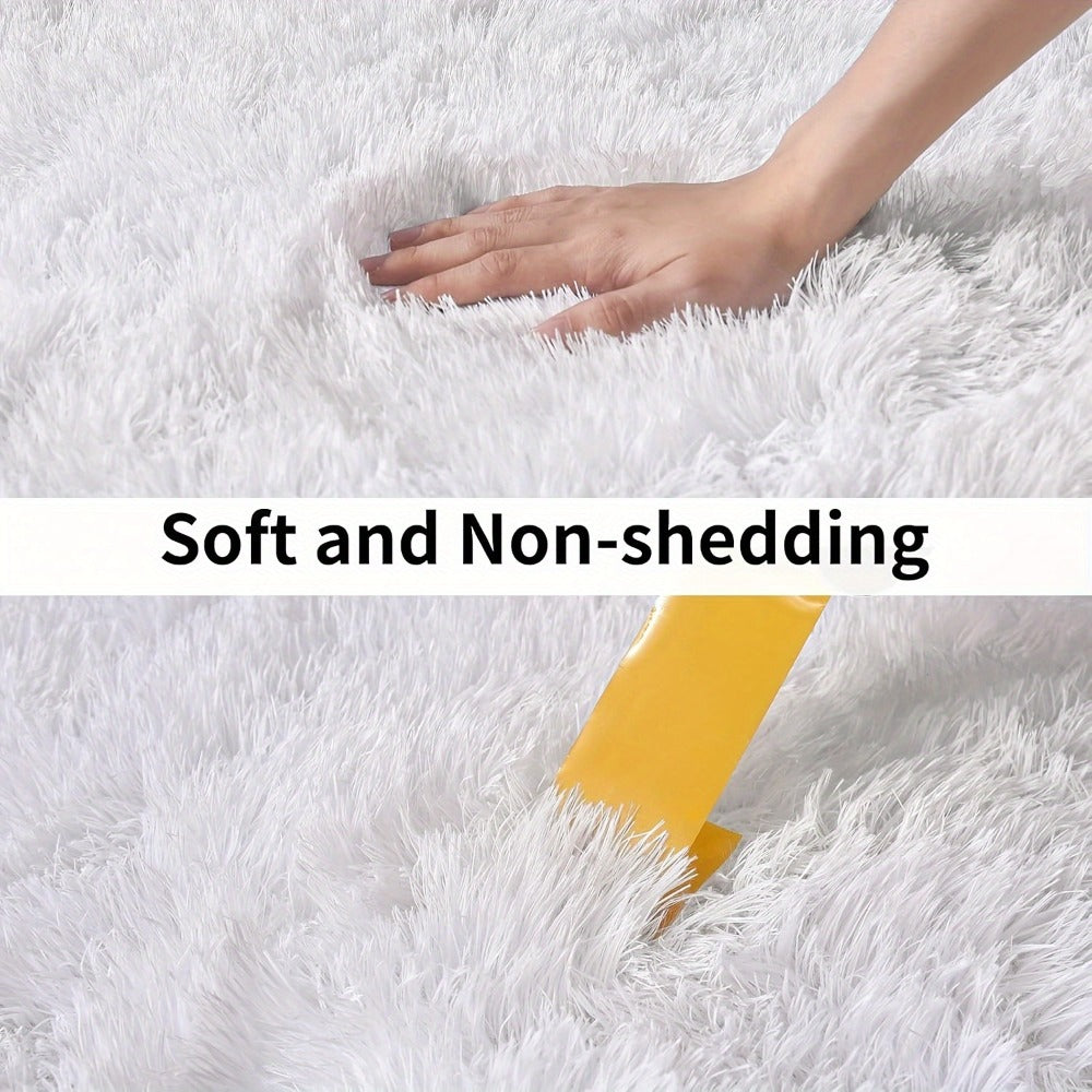 Fluffy Area Rug White Soft High Pile Washable Non-Slip | Plush Shaggy Carpet for Living Room Bedroom Dorm | Large Rectangle Indoor Rug 5x8 6x9 8x10 ft | Holiday Home Decor Gift