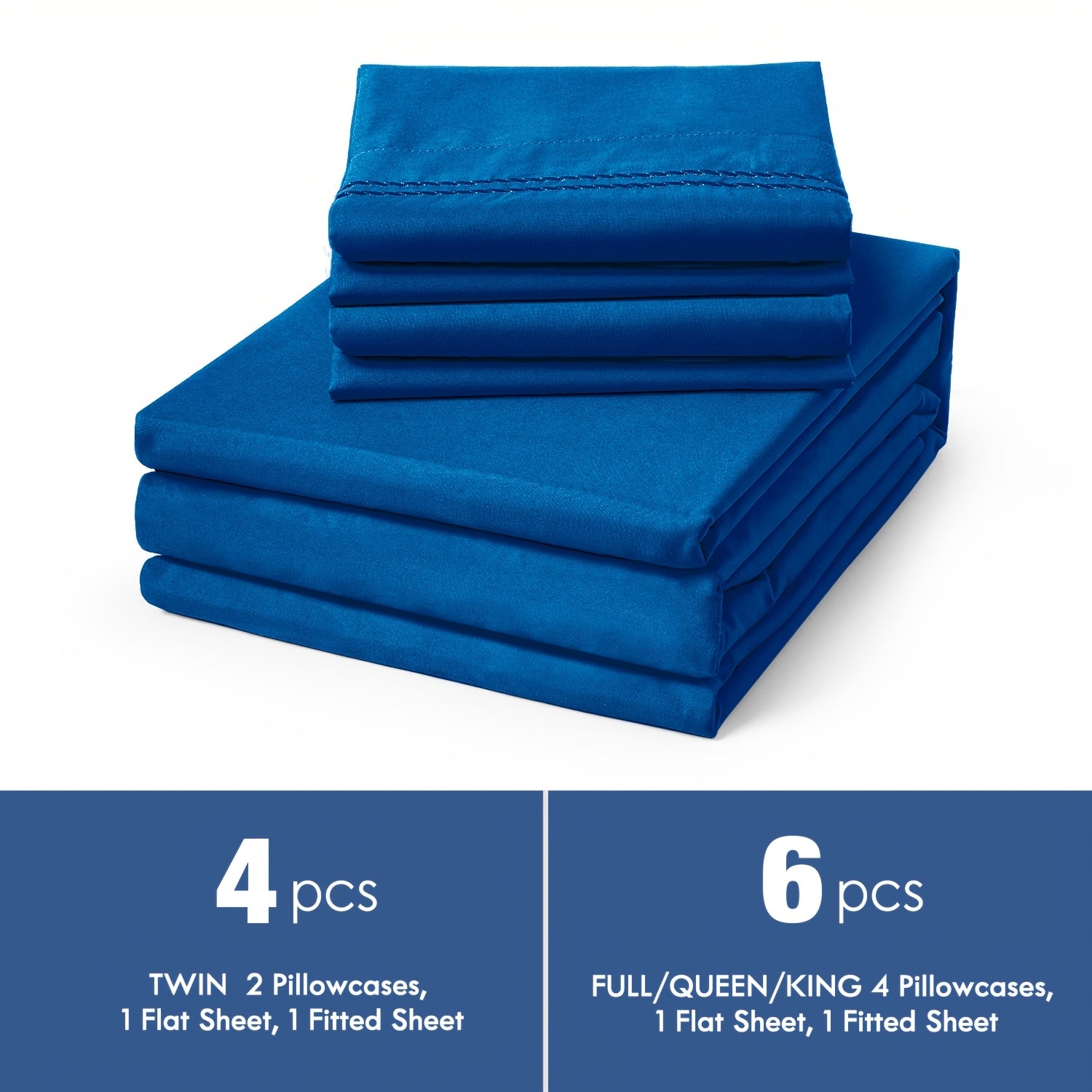 Bed Sheet Set Deep Pocket Soft Microfiber - Fitted Sheet Flat Sheet & Pillowcases Twin Full Queen King - Cooling Breathable Fade Resistant Sheets for Daily Use Dorms Guest Rooms