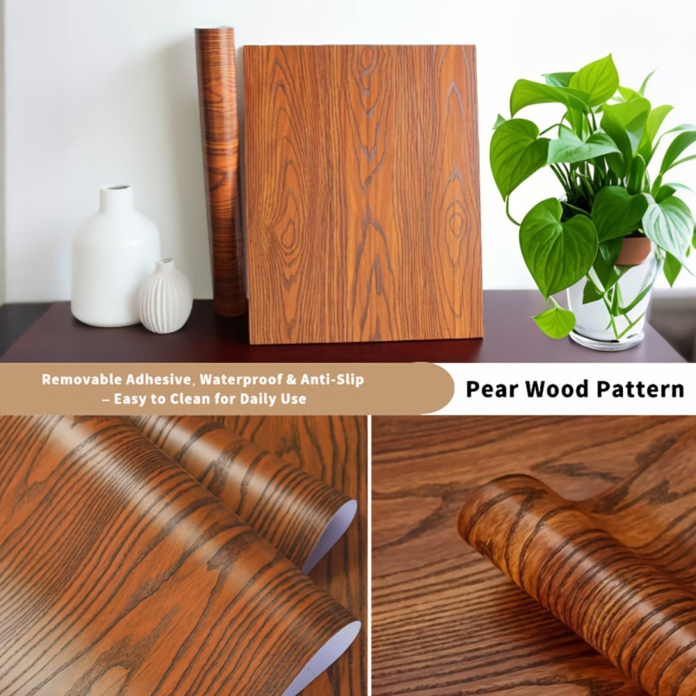 Wood Grain Floor Sticker Roll Peel & Stick Self-Adhesive Non-Slip Thickened Vinyl ¨C Vintage DIY Flooring for Walls, Floors, Desks & Door Panels