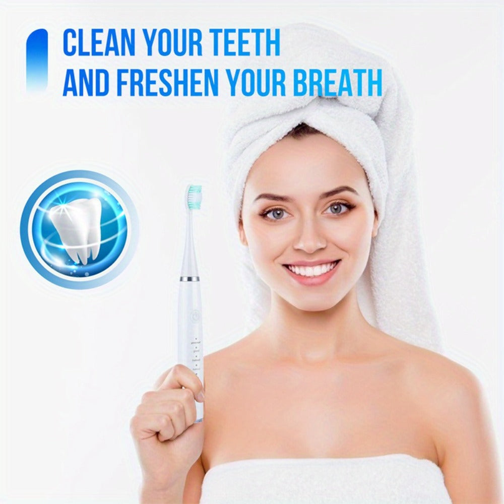 Electric Toothbrush Kit USB Rechargeable - Multi-Accessory Dental Care Set with Travel Case, Replaceable Brush Heads, Portable Oral Hygiene Device for Home & Travel, Gift for Men & Women, Black or White