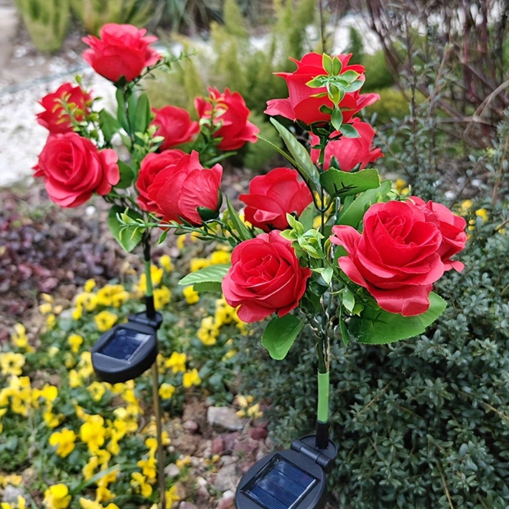Solar Garden Lights Outdoor 2 Pack ¨C 14 Realistic Rose Stake Lights, Solar Powered Yard & Patio Decor