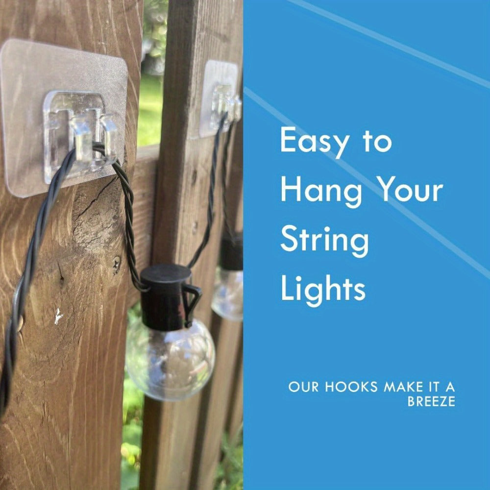 Adhesive Hooks for Outdoor String Lights - Waterproof UV-Resistant No-Damage Clips for Christmas Patio Garden Balcony Decor (40/80/160/250/400pcs)