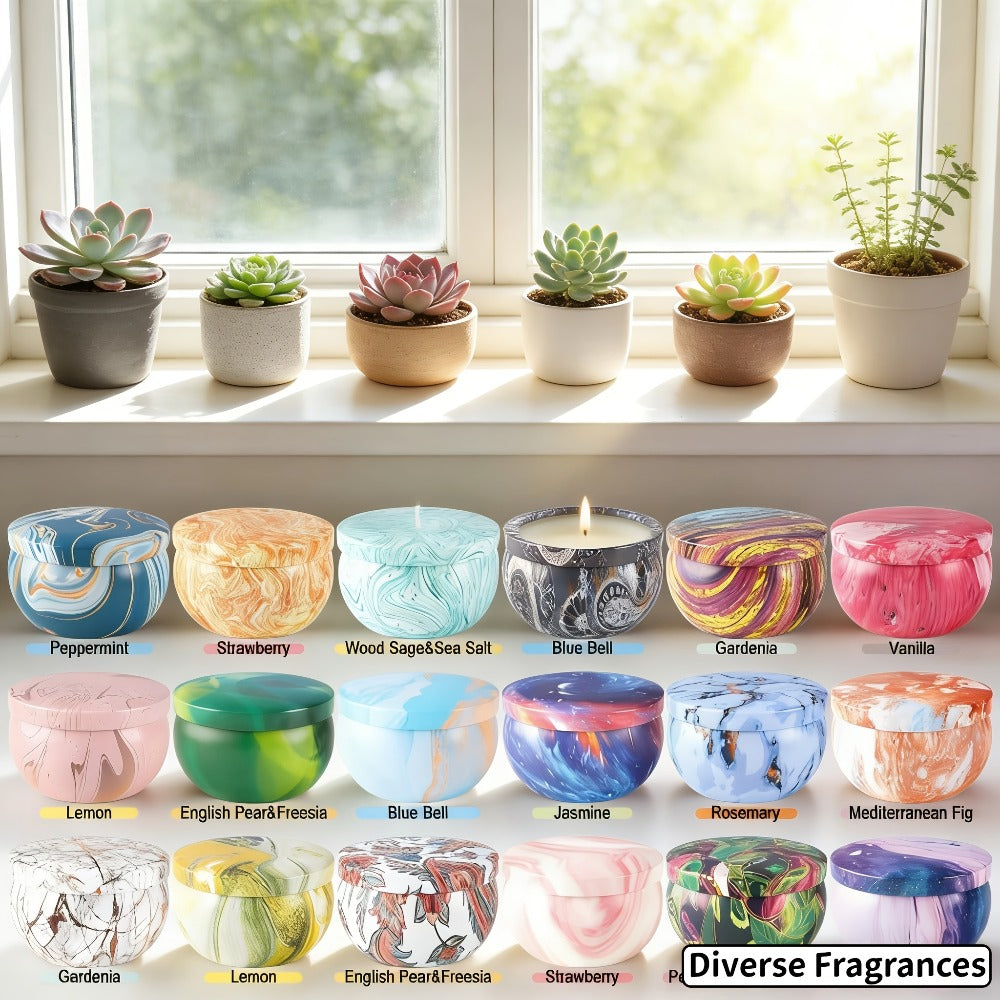 Candle Gift Set 36-Pack ¨C Natural Soy Wax Scented Candles in Tin Cans, Aromatherapy Candles for Yoga, Spa, Bath & Home Decor, Portable Travel Candles, Perfect Gift for Women & Men, Mother's Day, Valentine's Day & Birthdays