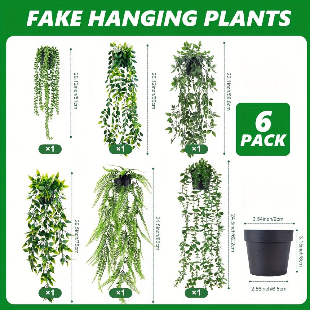 Artificial Hanging Ivy Vines ¨C Fake Eucalyptus & Mandala Green Vine Plants for Indoor Wall Decor ¨C Faux Hanging Plants for Bedroom, Bathroom, Balcony, Bookshelf & Living Room Aesthetic ¨C 6 or 8 Pack