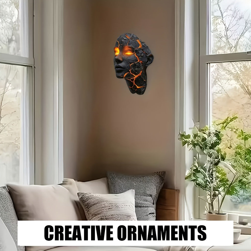 3D Wall Lamp Shattered LED Night Light Broken Face Moving Effect ¨C Gothic Plug-In Wall Decor Light for Bedroom, Living Room, Bar, Cafe & Game Room, Unique Home Lighting Gift