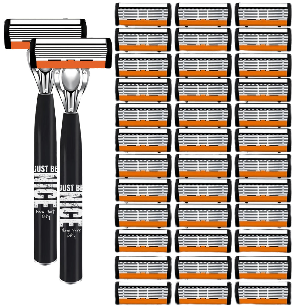 Men's Safety Razor Set with Replacement Blades - Non-Slip Handle Double Edge Razor for Shaving & Beard Grooming, Perfect Gift for Men