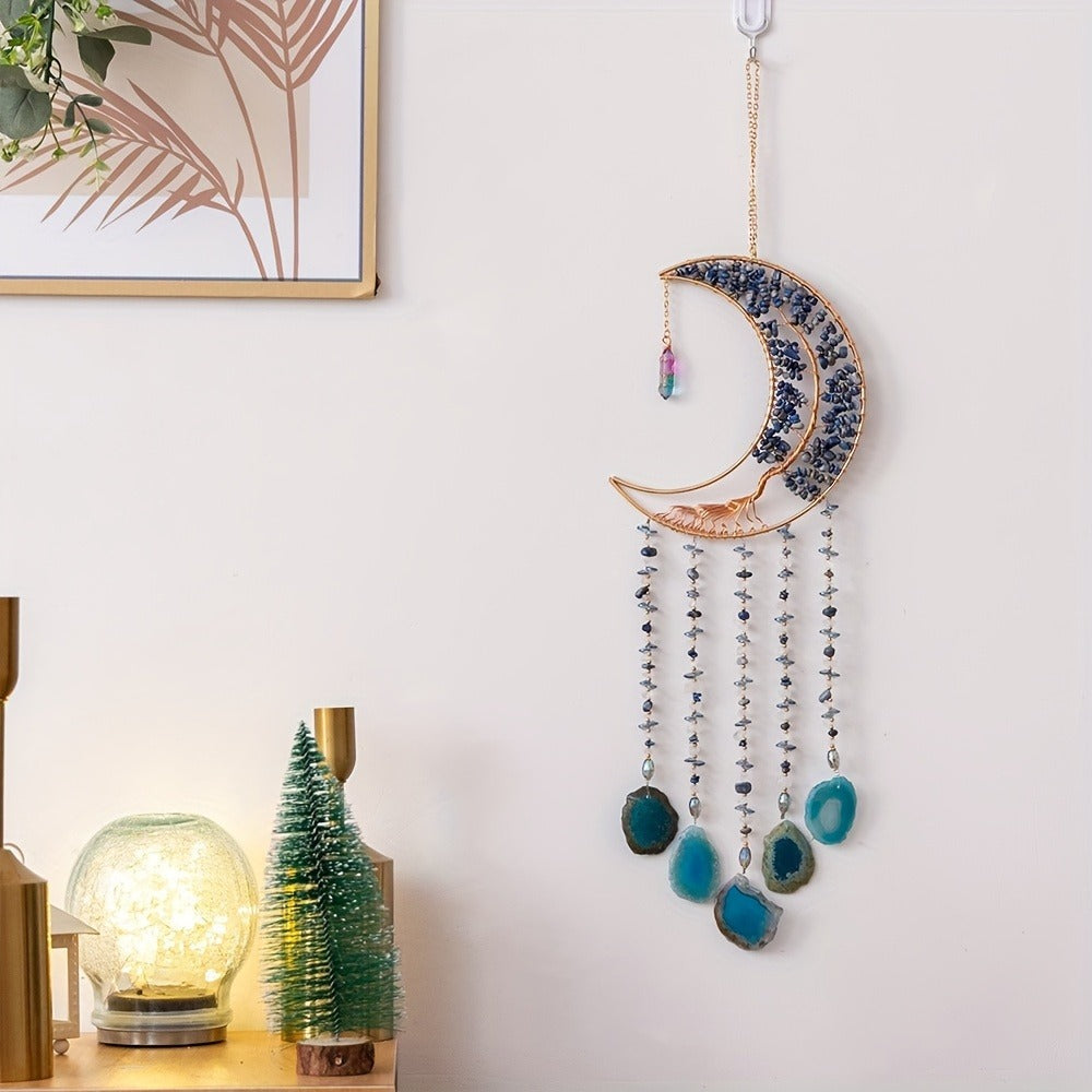 Dreamcatcher Moon Suncatcher Wall Hanging ¨C Handmade Boho Wind Chime Pendant for Indoor Outdoor Garden, Courtyard & Party Decor ¨C Christmas & Birthday Gift