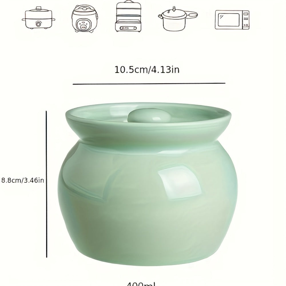 Ceramic Steam Stewing Pot - Water-Separated Clay Pot for Soups, Stews & Slow Cooking, Household Steaming Pot with Lid for One Person, Heat-Resistant Soup Pot for Stovetop & Kitchen Use