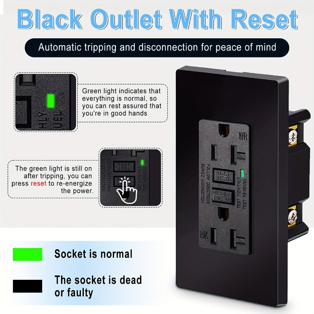 GFCI Outlet 20 Amp Tamper Resistant WR Weather Resistant with Wall Plate ETL Listed LED Indicator Test Reset Button Ground Fault Circuit Interrupter for Bathroom Kitchen Garage 2 4 6 10 20 Pack Black White