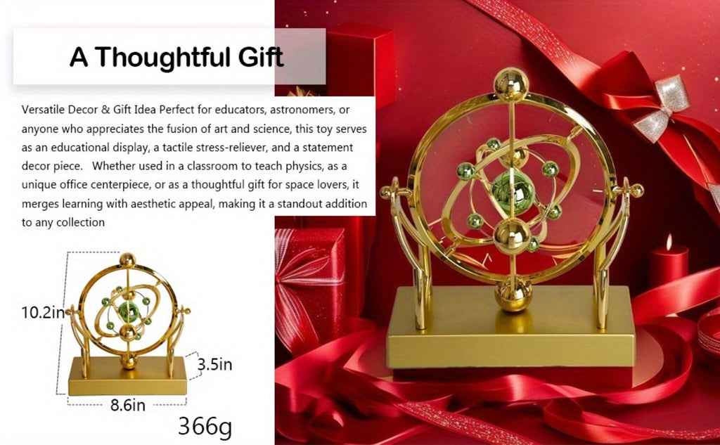 Perpetual Motion Pendulum Desk Decor - Cosmic Swing Solar System Planets Atomic Model Science Demonstration Self-Running No Battery Office Home Physics Gift